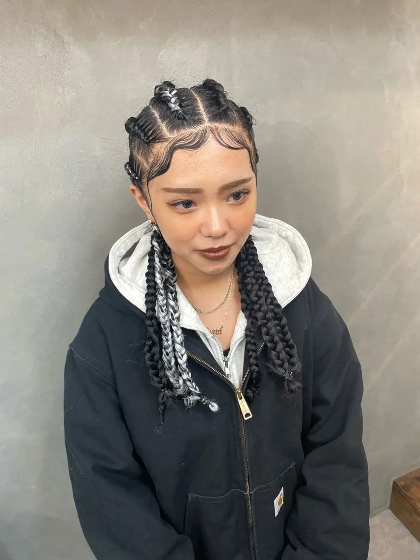 ロング ヘアアレンジ エクステ ヘアセット エクステ/コーンロウ KURUMI⛓️🔥のヘアスタイル