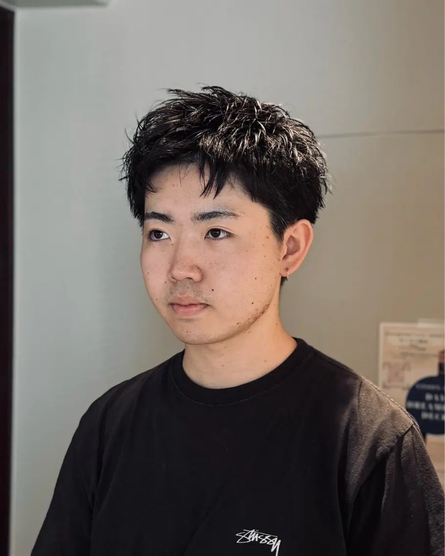 ショート パーマ メンズ ショートヘア ニュアンスパーマ カット パーマ メンズショート 丸山 航輝のヘアスタイル