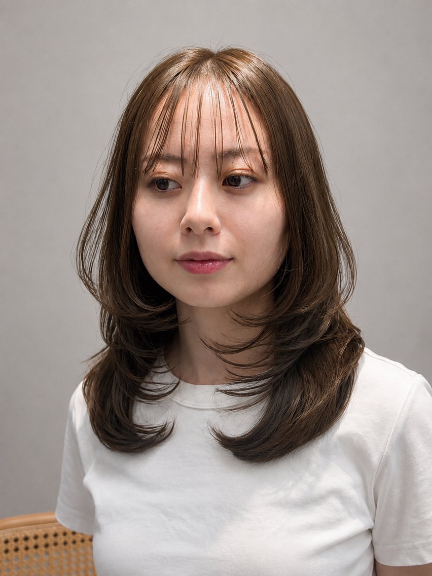 セミロング カット ヘアカラー トリートメント 立川/レイヤー/ 透明感Wカラーのヘアスタイル