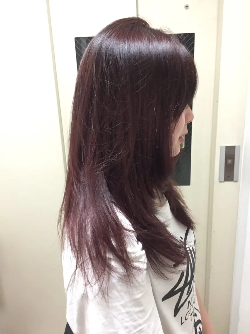 ロング カラー カシス ヘアカラー 縮毛矯正 MISAKI 福岡美容室のヘアスタイル