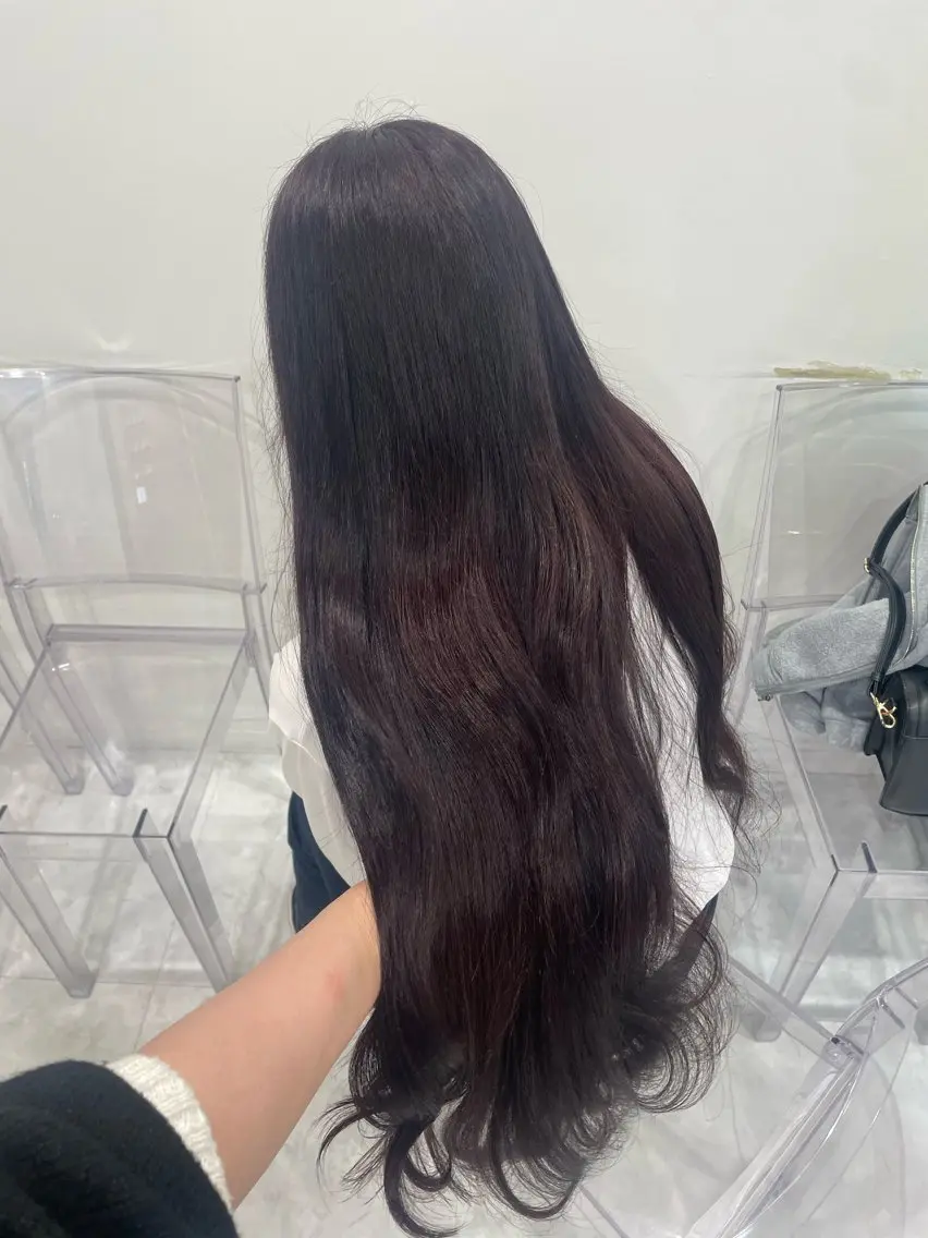 ロング カラー ヘアカラー トリートメント ヘッドスパ ヘアセット 韓国風艶髪🎀 暖色カラー🤍のヘアスタイル