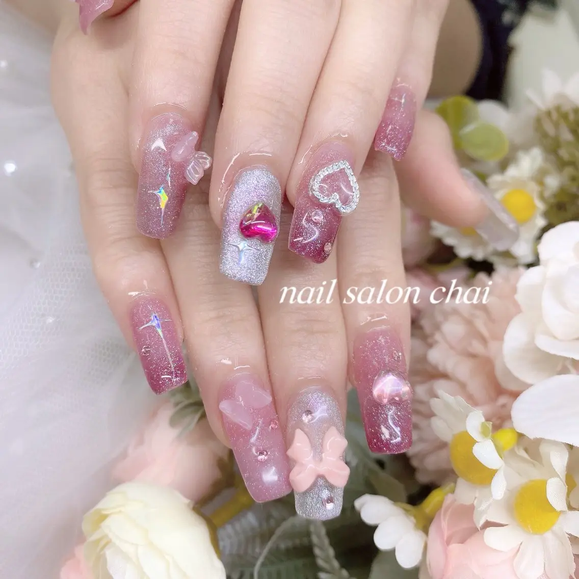ネイル オーロラネイル ラメ(グリッター) ラメグラデーション マグネットネイル nail salon chai 上本町のネイルデザイン
