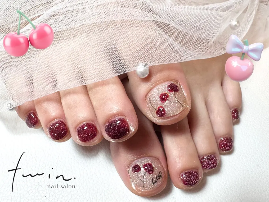 ネイル フラッシュネイル フットネイル twin.riko 塩釜口のネイルデザイン