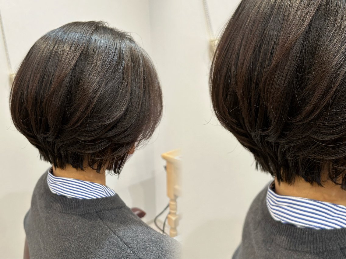 ショート ショートボブ ボブ ショートヘア カット ヘアカラー トリートメント ヘッドスパ IROWどうもん店 /まゆなのヘアスタイル