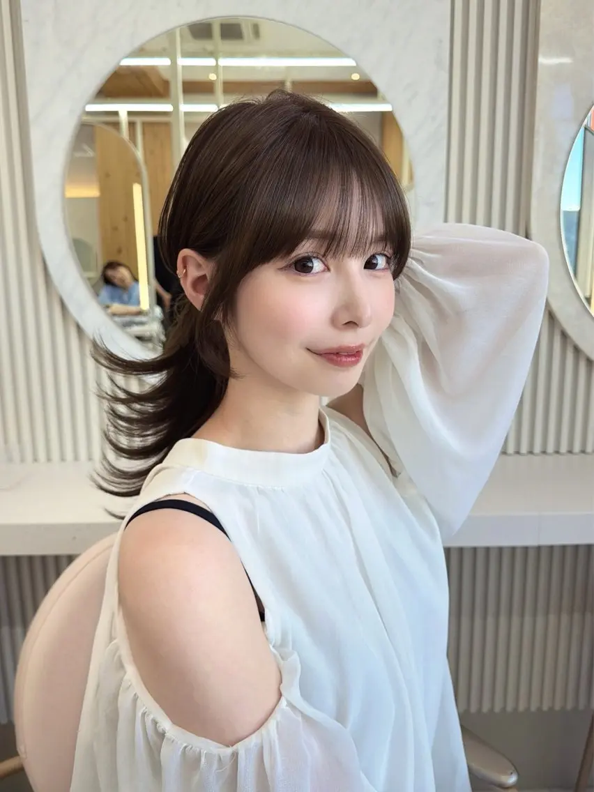 セミロング カット ヘアカラー トリートメント 顔周り/レイヤー/ 前髪/TAKUのヘアスタイル