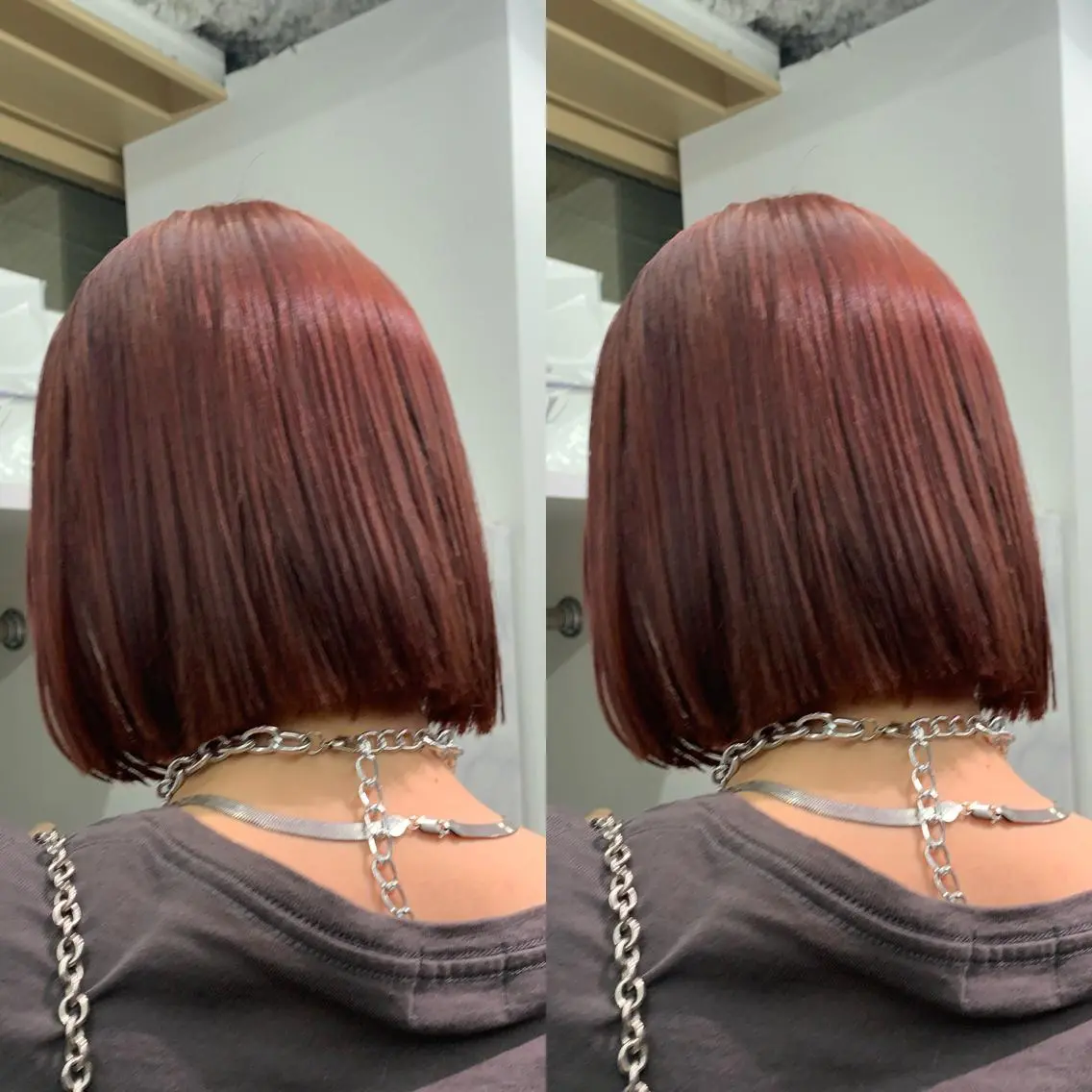 ショート 切りっぱなしボブ ボブ ヘアカラー トリートメント プルエクステ 🖤MIYUのヘアスタイル