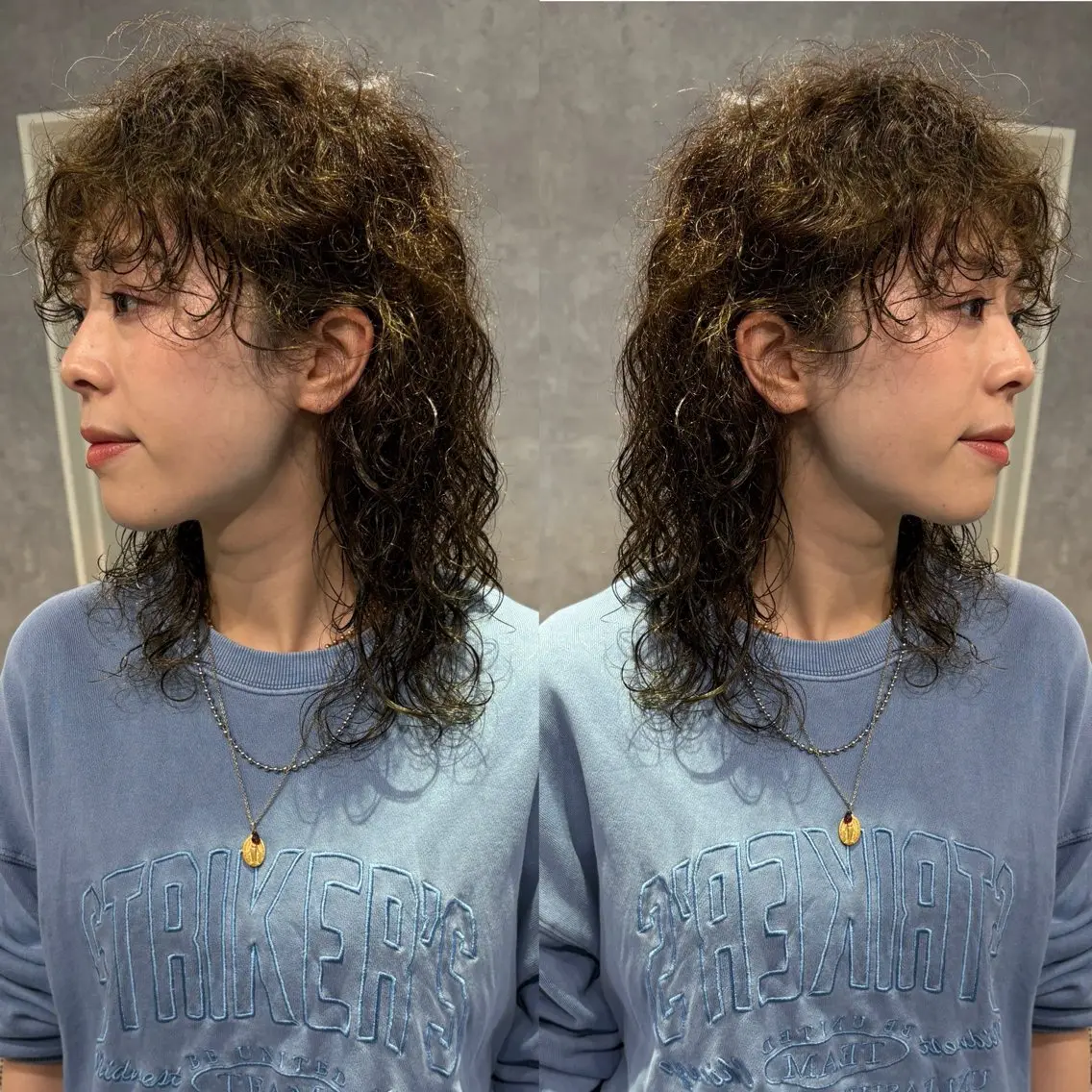 ミディアム ミディアムパーマ レイヤーカット ウルフカット カット パーマ 大人上品特化 レイヤー🇺🇸山村のヘアスタイル