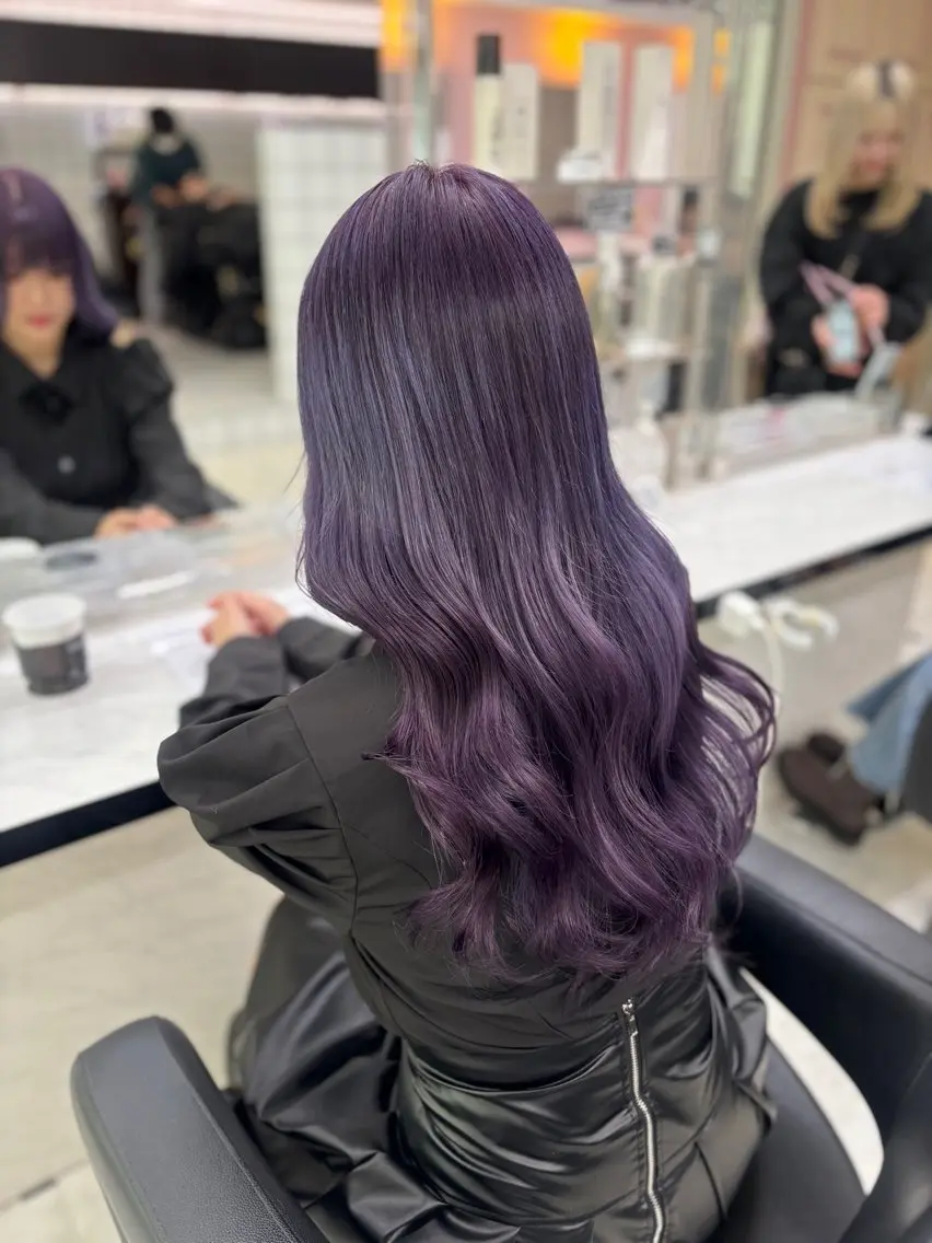 ロング カラー ブリーチ ダブルカラー ラベンダーカラー 💙ハイトーン韓国風 色白ヘア💙manaのヘアスタイル