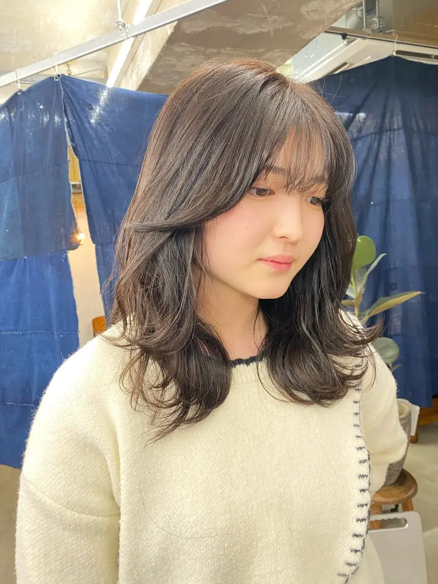ミディアム カラー カット ヘアカラー 竹内 柚子のヘアスタイル