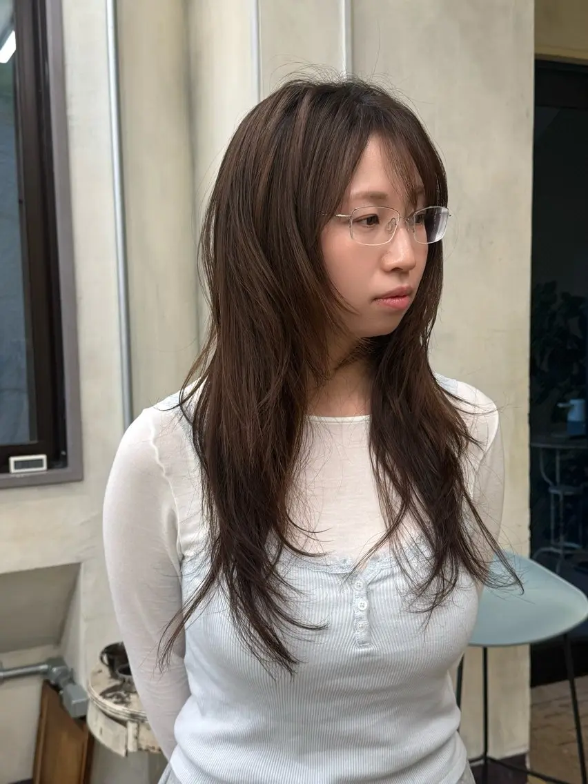 ロング カラー ハッシュカット 韓国レイヤー suzuのヘアスタイル