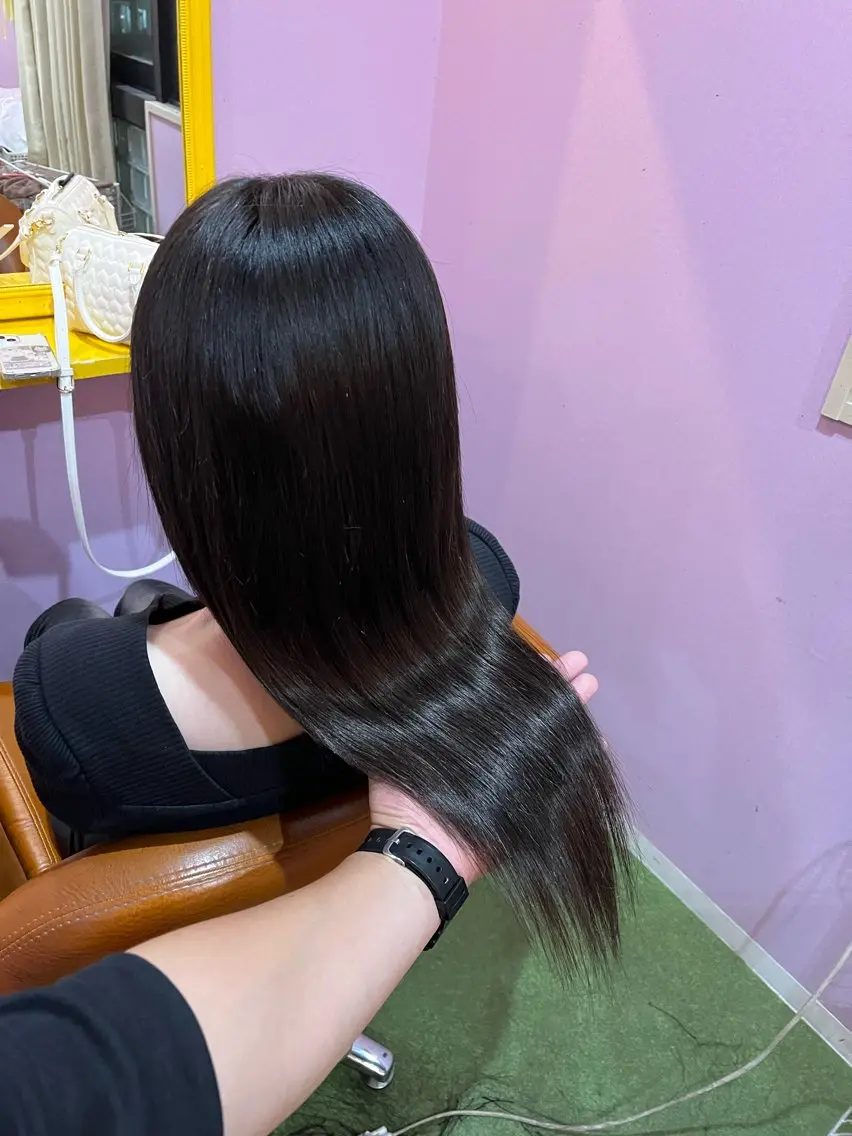 ロング カラー+ちび編み込み エクステ/梅田のヘアスタイル