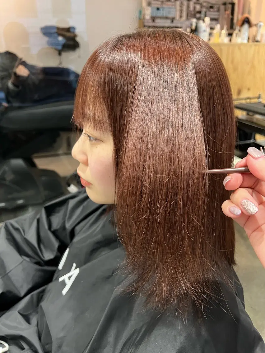 ミディアム パーマ トリートメント ストレートパーマ カット 縮毛矯正 トリートメント ✨髪質改善矯正× ブリーチ✨YU-KIのヘアスタイル