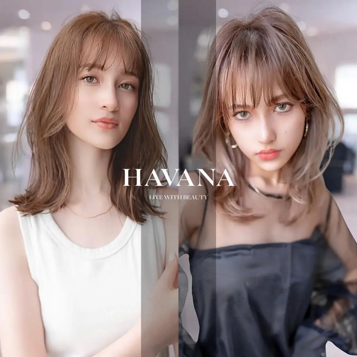 ミディアム カラー カット ヘアカラー トリートメント HAVANA.渋谷 【レイヤー/韓国】のヘアスタイル