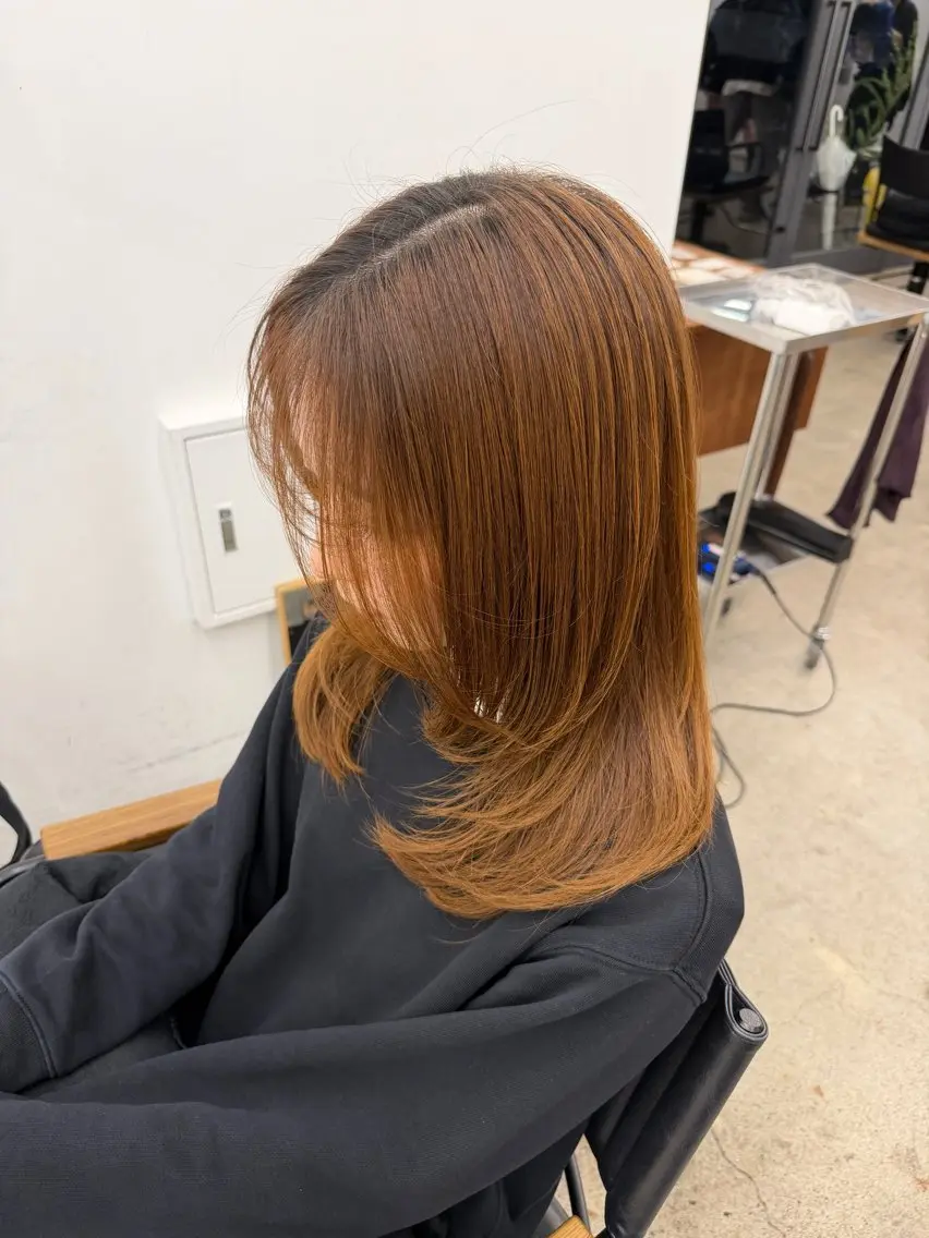 セミロング パーマ 縮毛矯正 ダブルカラー 大募集中❣️ あいりのヘアスタイル