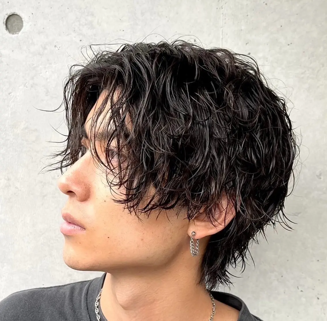 ミディアム パーマ メンズ 恵比寿メンズカット モデル無料/かずきのヘアスタイル
