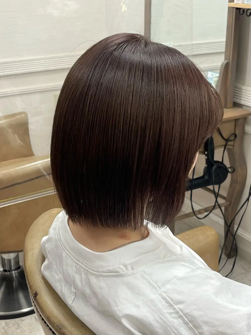 ミディアム チョコレートブラウン 髪質改善 ヘアカラー 中村 由布紀のヘアスタイル