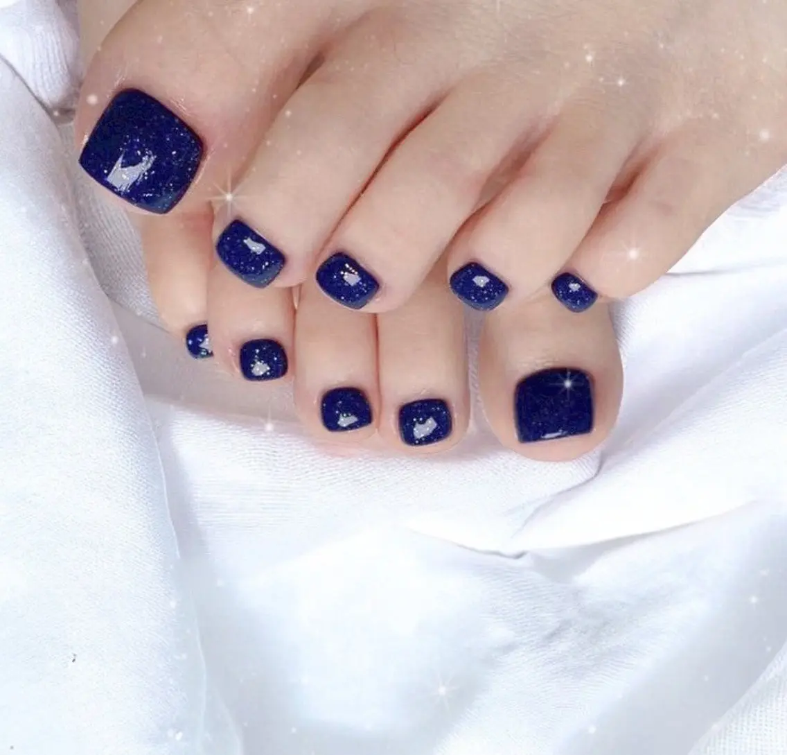 ネイル ブルー ラメ(グリッター) フットネイル Best Nail Yu🎀🫧のネイルデザイン