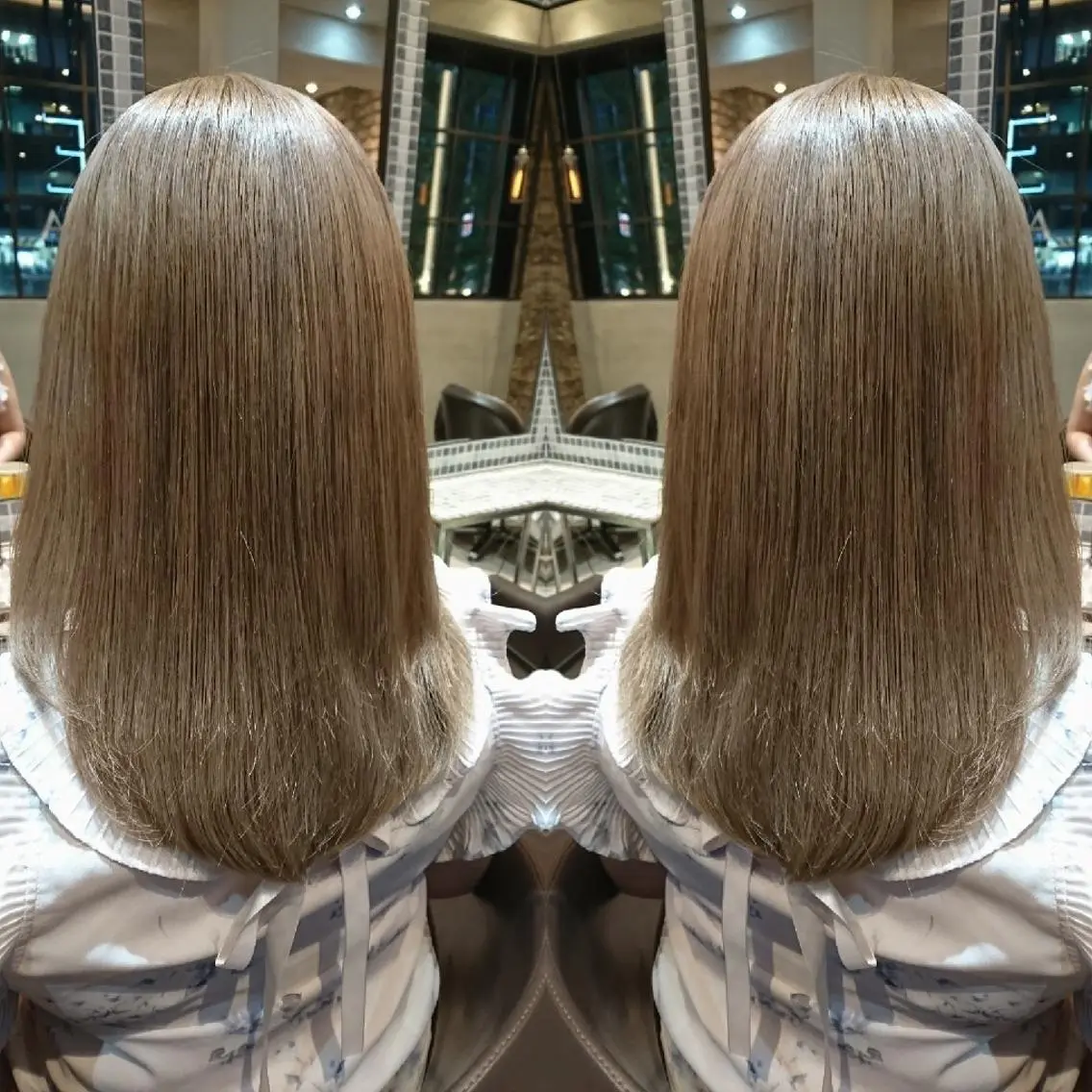 ミディアム カラー グレージュ カット ヘアカラー トリートメント センター南 SEIJIのヘアスタイル