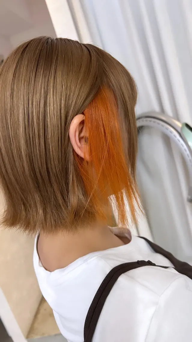 カラー オレンジ Mii. 内田萌々のヘアスタイル
