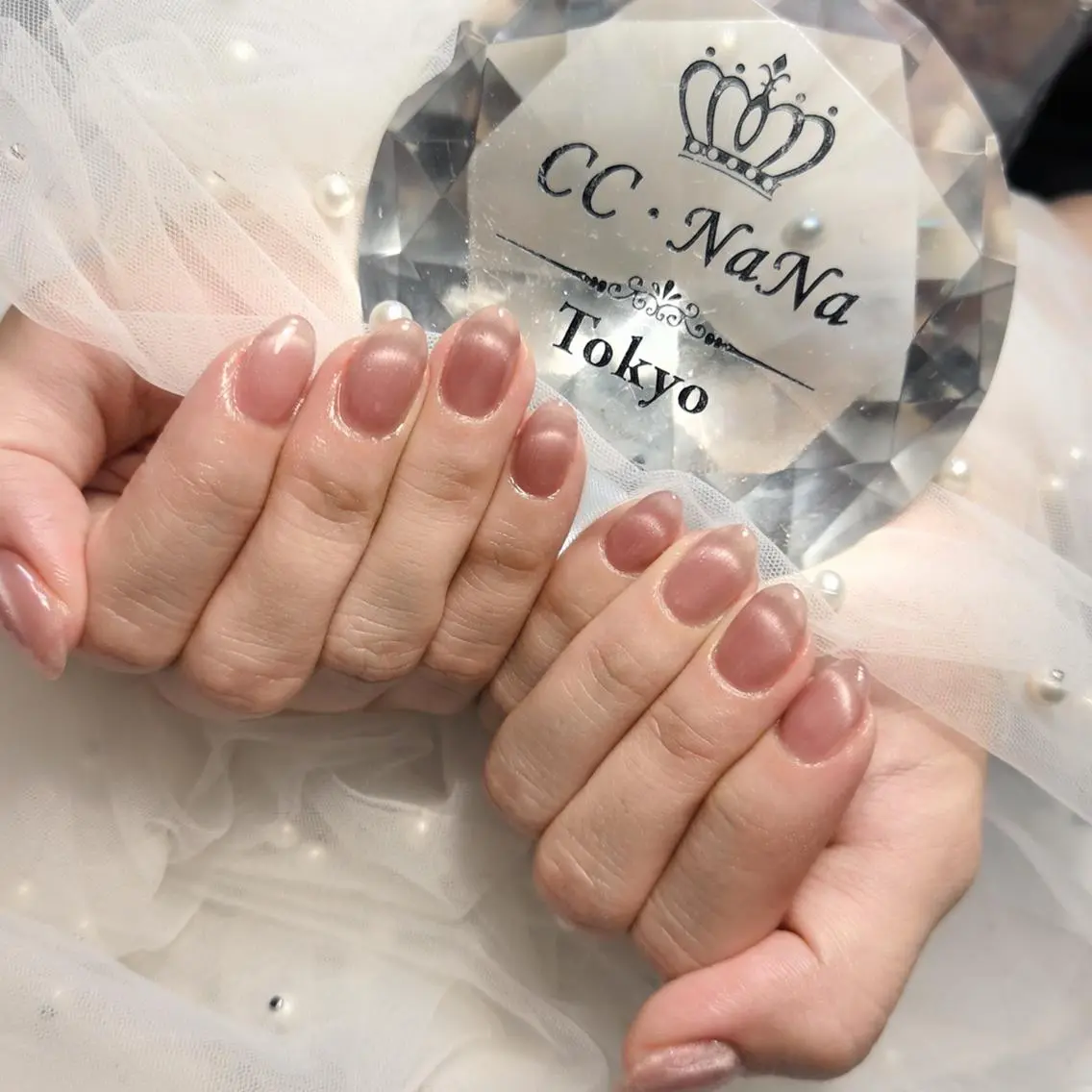 ネイル フレンチネイル 氷ネイル・うるうるネイル 韓国ネイル マグネットネイル ピンク ハンドネイル CC NaNa ワンホンネイル🌙Nのネイルデザイン