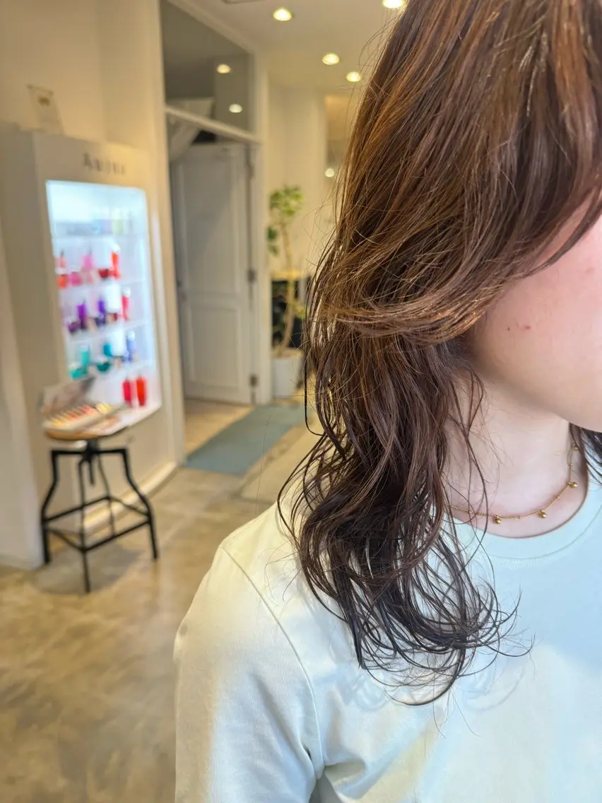 セミロング カット パーマ 國原 姫菜のヘアスタイル