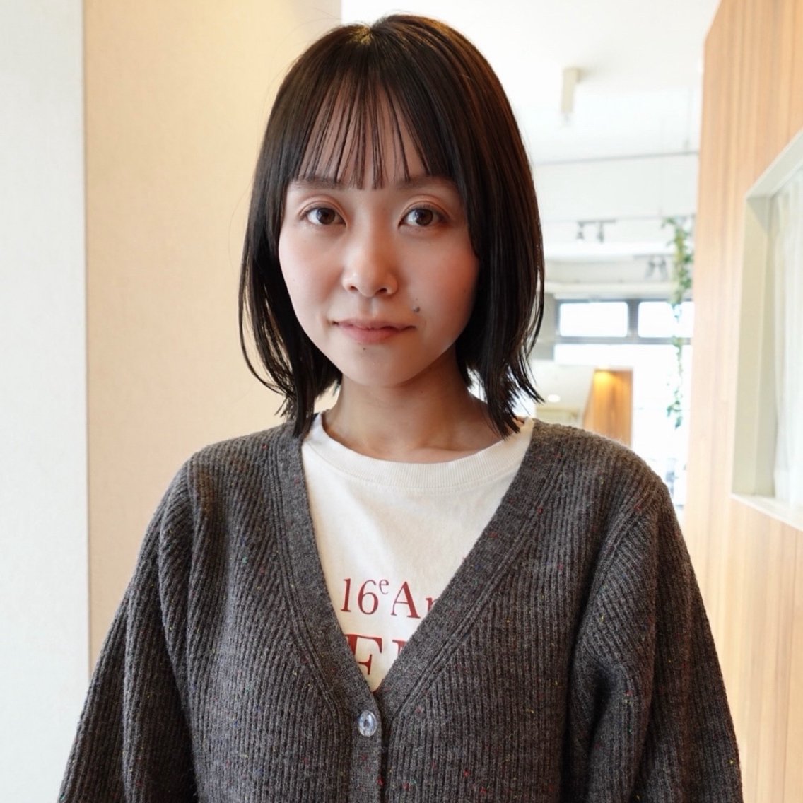 ミディアム カラー ボブレイヤー ボブ レイヤーカット カット 大村 優奈のヘアスタイル