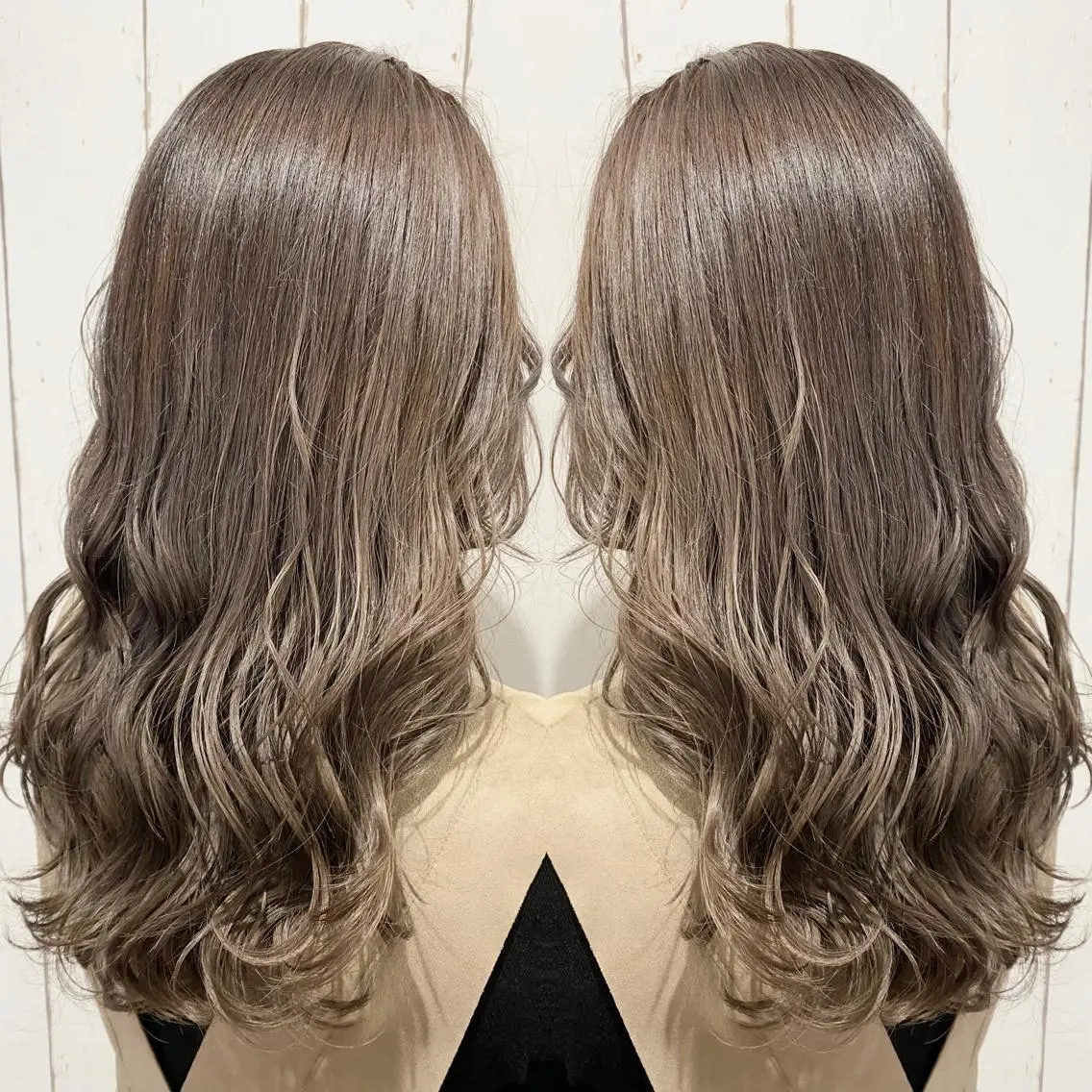 ミディアム カラー パーマ ヘアアレンジ アッシュ バレイヤージュ ベージュカラー ブリーチ 透明感カラー 👑指名率No.1 👑坂口飛翔のヘアスタイル