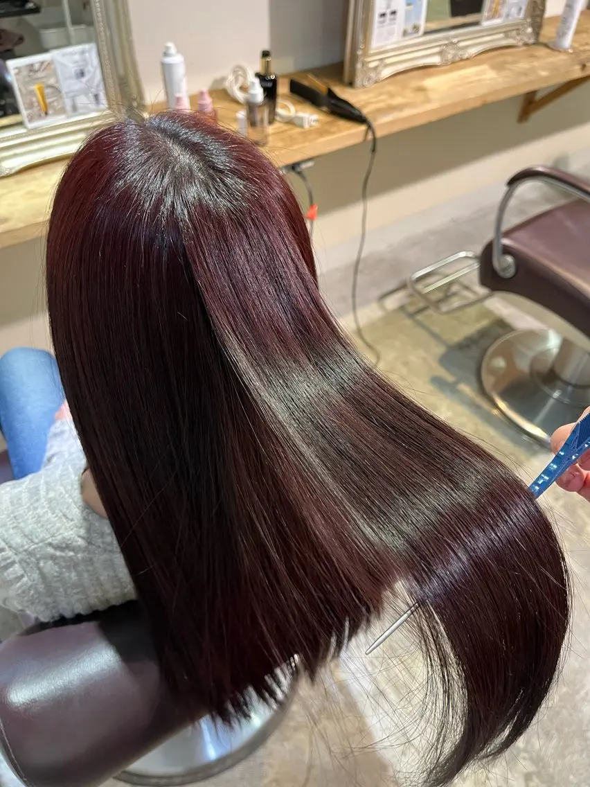 ロング カラー 髪質改善 トリートメント フェザーパーマ🌙 毛流れ yuzukiのヘアスタイル
