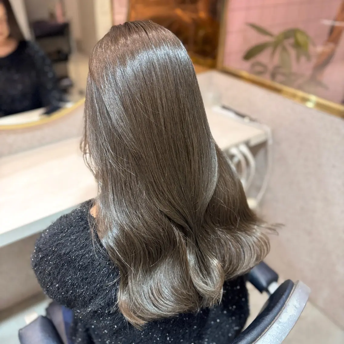 ロング アッシュ アッシュグレー アッシュグレージュ カット ヘアカラー トリートメント 🎀しゅな/韓国 レイヤー/透明感♡のヘアスタイル
