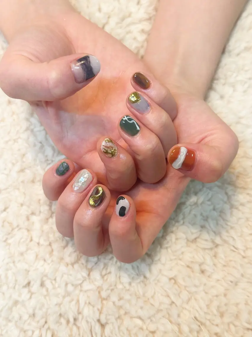 ネイル アートネイル ぷっくりネイル ハンドネイル GéRanium Harukaのネイルデザイン