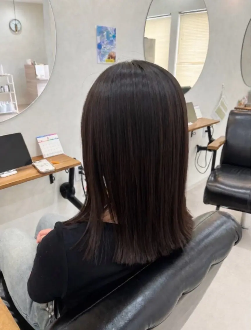ミディアム 縮毛矯正 古畑 柚珠のヘアスタイル