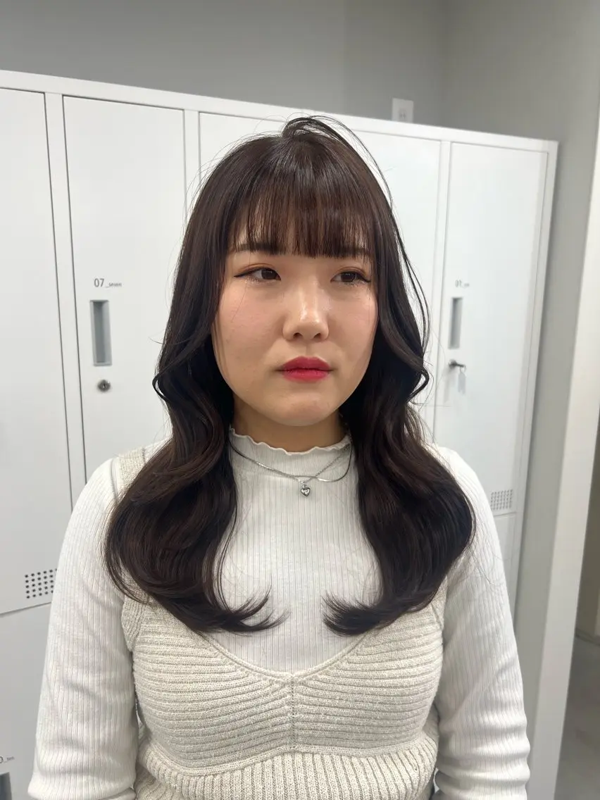 セミロング 韓国風ヘア カット ヘアカラー maya🇰🇷韓国 レイヤー/顔まわりのヘアスタイル