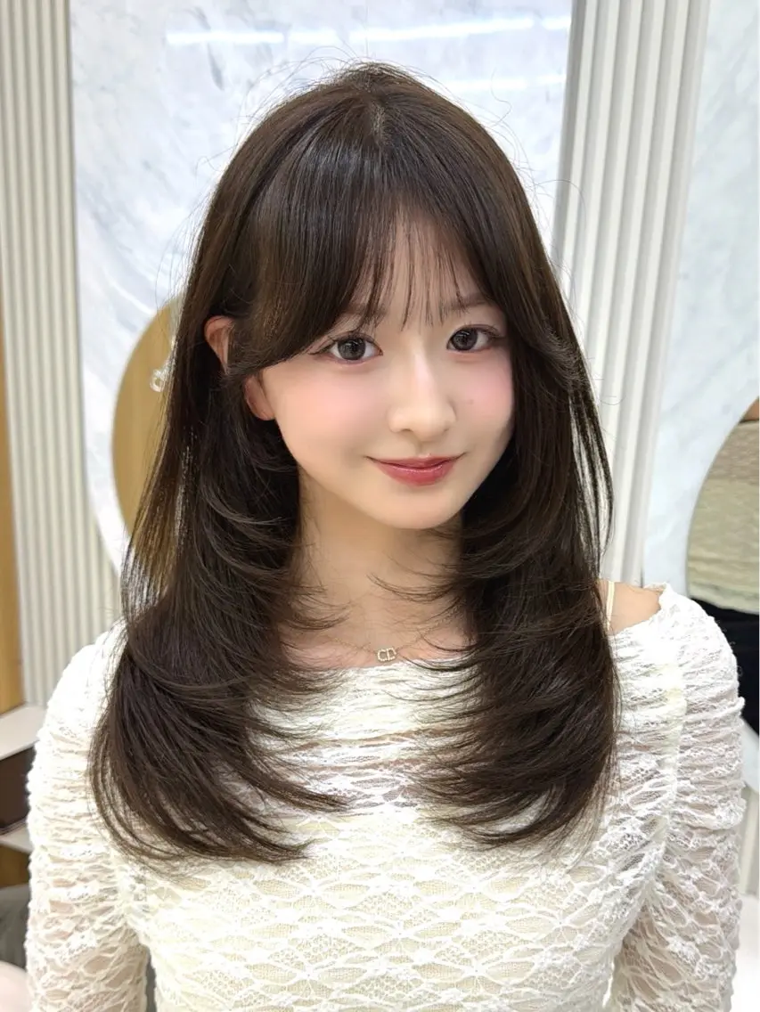 セミロング カット ヘアカラー トリートメント 顔周り/レイヤー/ 前髪/TAKUのヘアスタイル