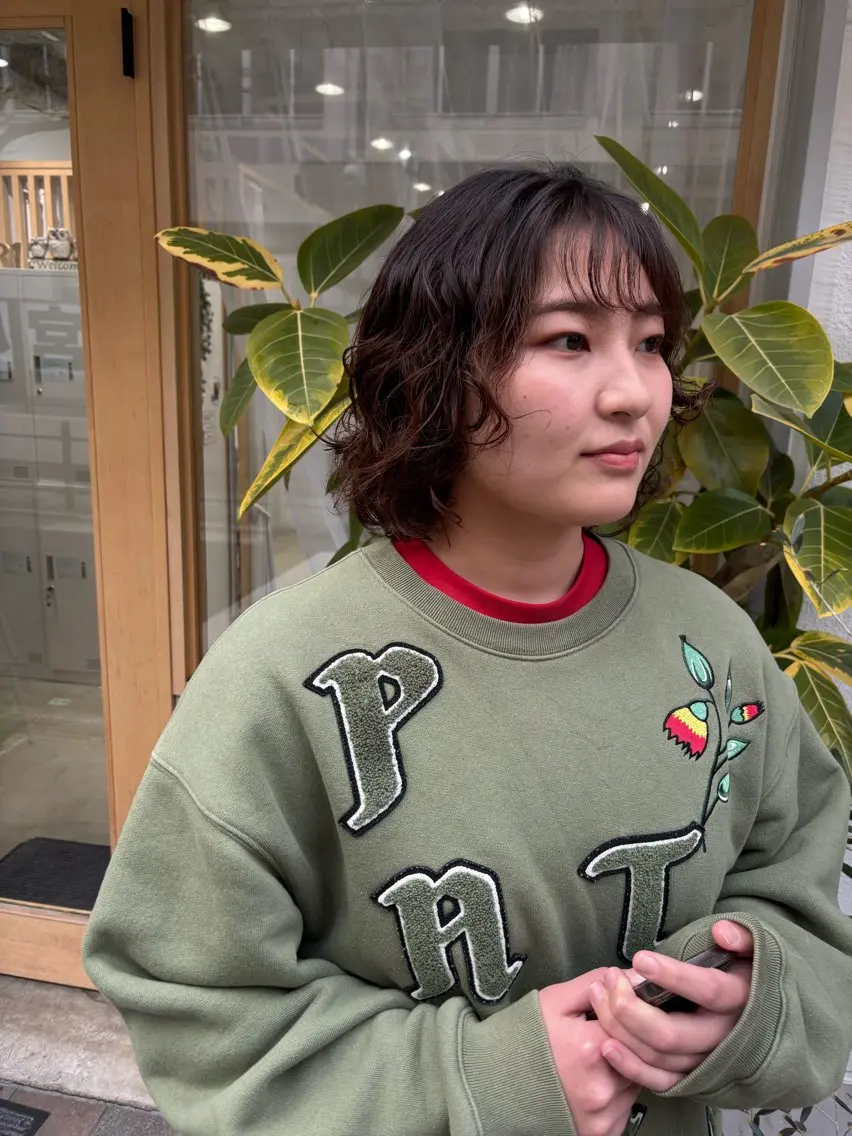 ミディアム カット パーマ 山本 銘子のヘアスタイル