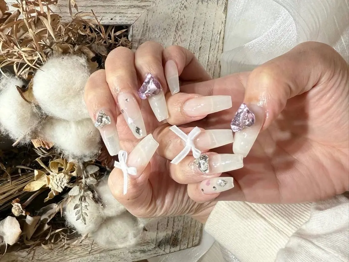 ネイル アートネイル フラワーネイル フットネイル ジェルネイル ハート babarla Nailのネイルデザイン