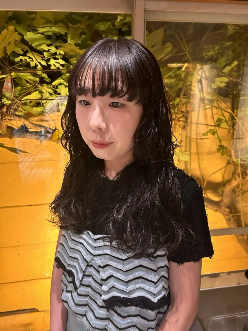 セミロング パーマ セミロングパーマ 濱田 憲佑のヘアスタイル
