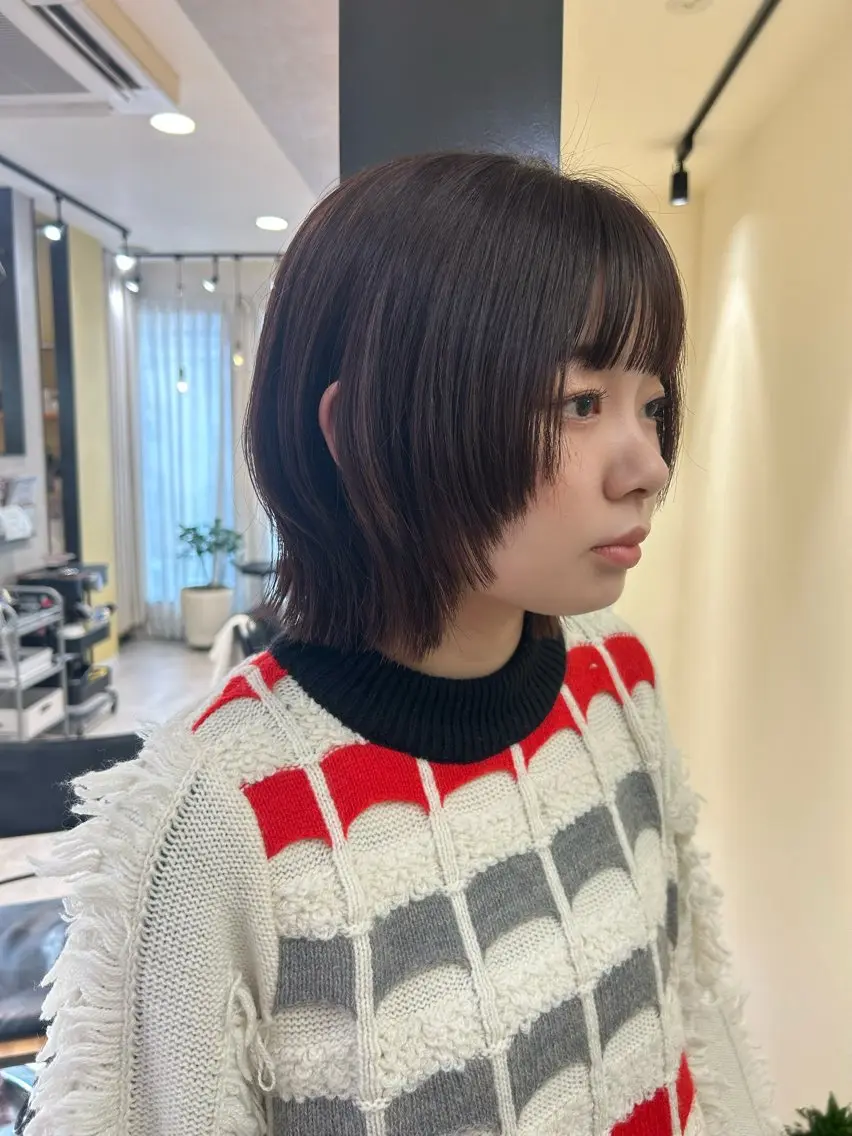 ショート カラー ボブレイヤー ボブ レイヤーカット カット ヘアカラー トリートメント hubhair レイヤー/透明感のヘアスタイル