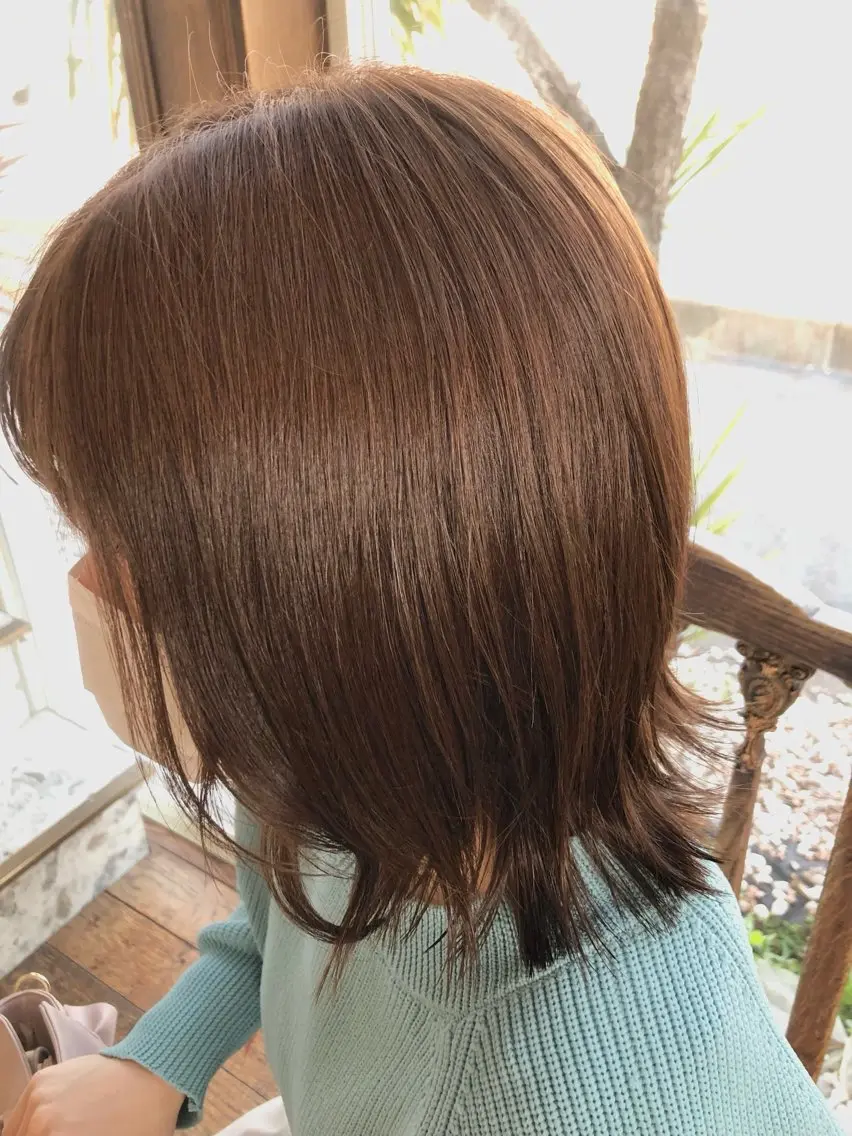 セミロング カラー ブラウンカラー ミルクティーブラウン カット ヘアカラー 茂原 麻生のヘアスタイル