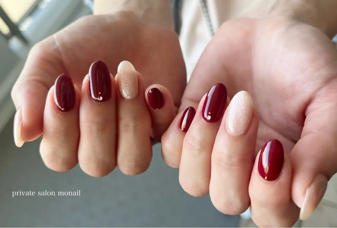 ネイル ボルドー マグネットネイル ハンドネイル nail salon monailのネイルデザイン