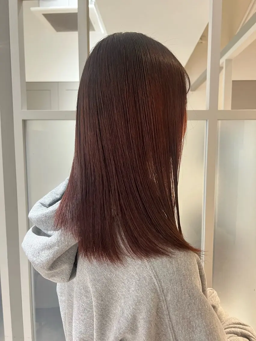 ミディアム カラー ブラウンカラー ピンクカラー レッドカラー バイオレットカラー 暗髪カラー🫐 おくだりんかのヘアスタイル