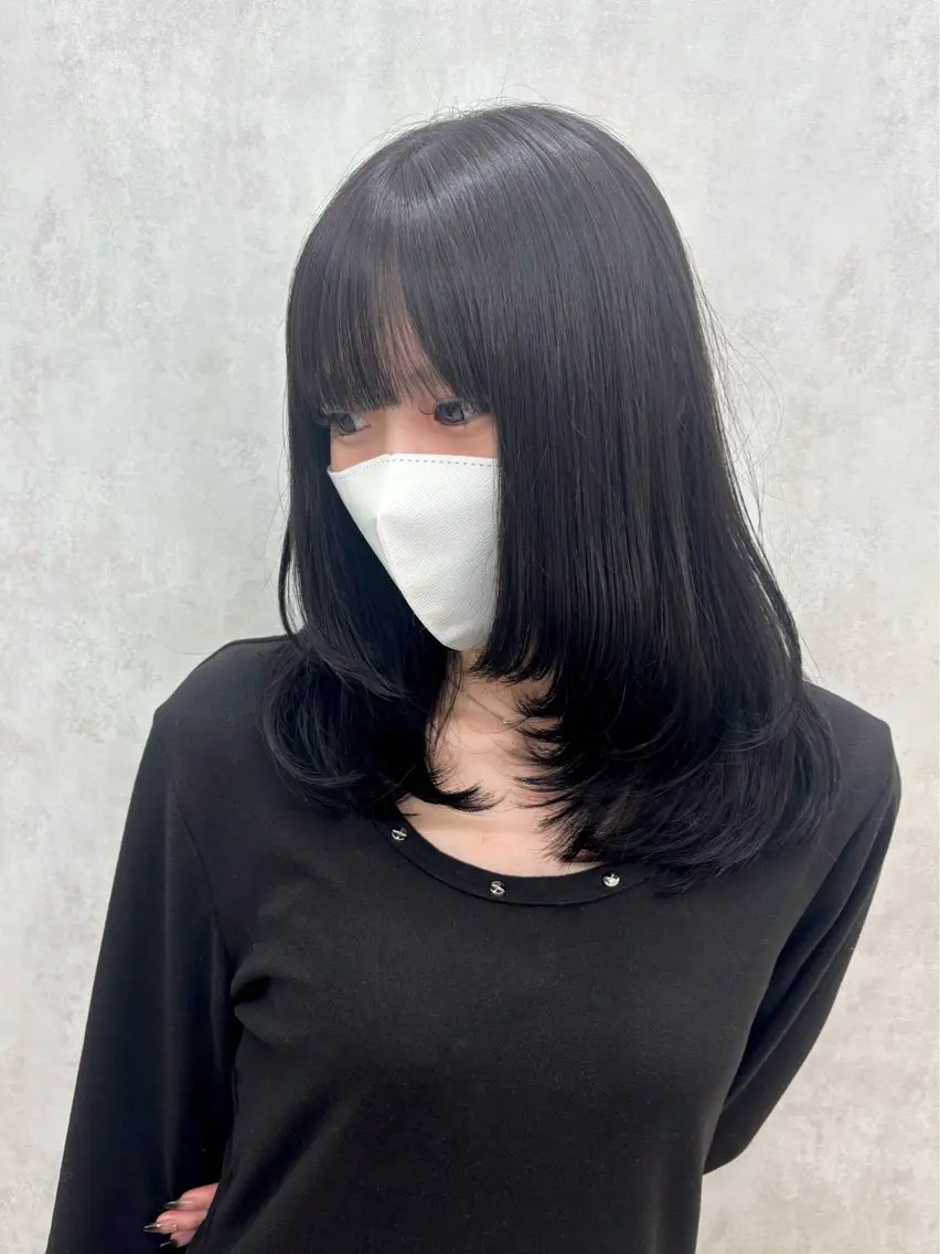 ミディアム カラー カット ヘアカラー 梅原 結唯のヘアスタイル
