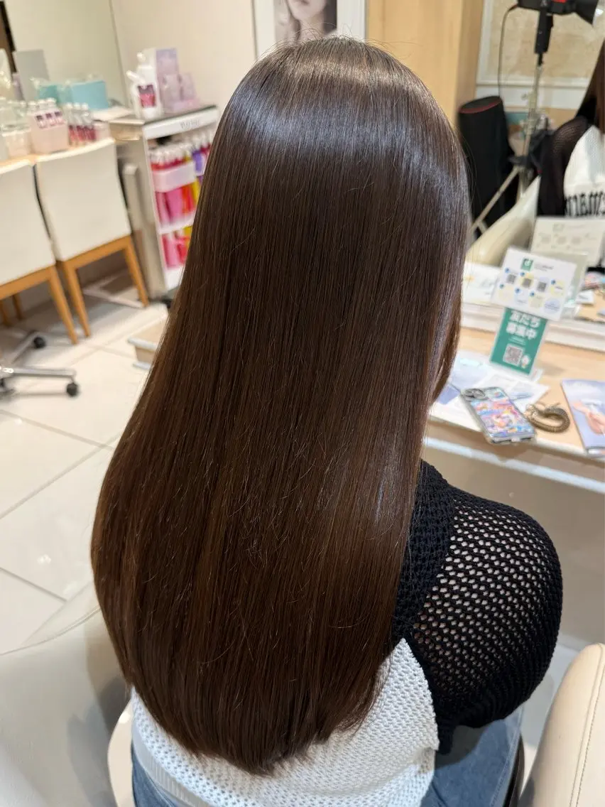 ロング パーマ 縮毛矯正 髪質改善カラー💎 オオネヨシナリのヘアスタイル
