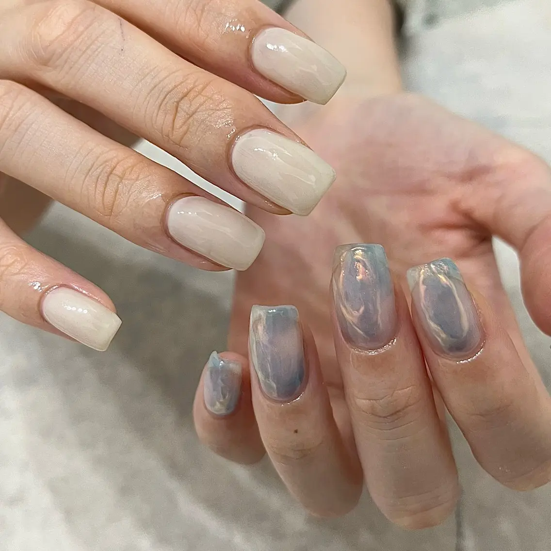 ネイル グリーン 氷ネイル・うるうるネイル ハンドネイル vegh. nail／阿波座のネイルデザイン