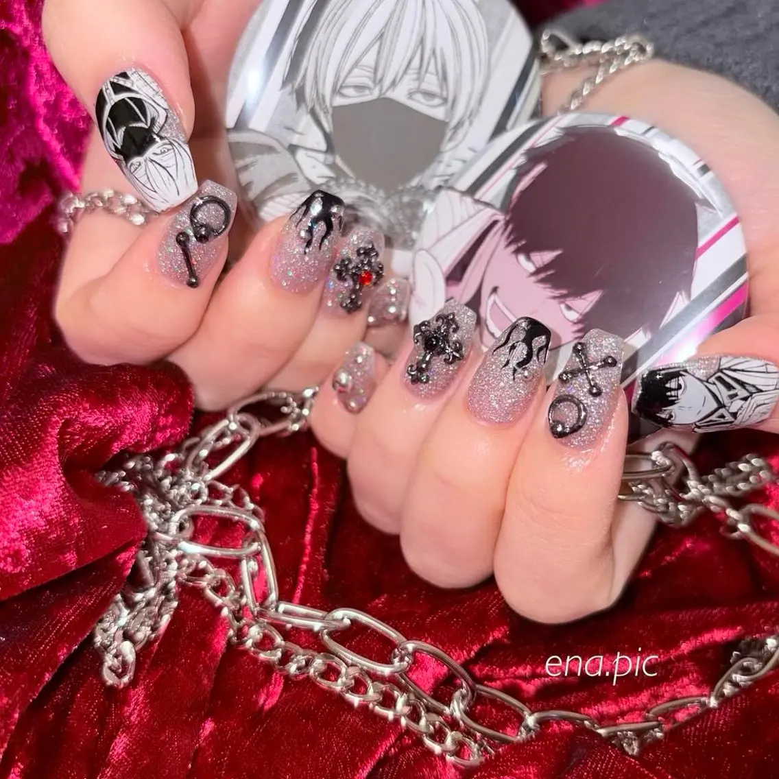 ネイル フレンチネイル ガーリー グラデーション ハート スカルプネイル toyvenail 🖤enaのネイルデザイン