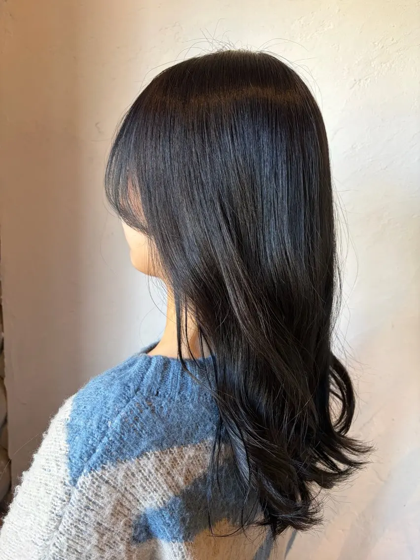 カラー 黒髪 ブリーチ ブルーカラー ブルーブラック 透明感カラー ヘアカラー ヘッドスパ 🐾及部 あんな/ お悩み解決🐾のヘアスタイル