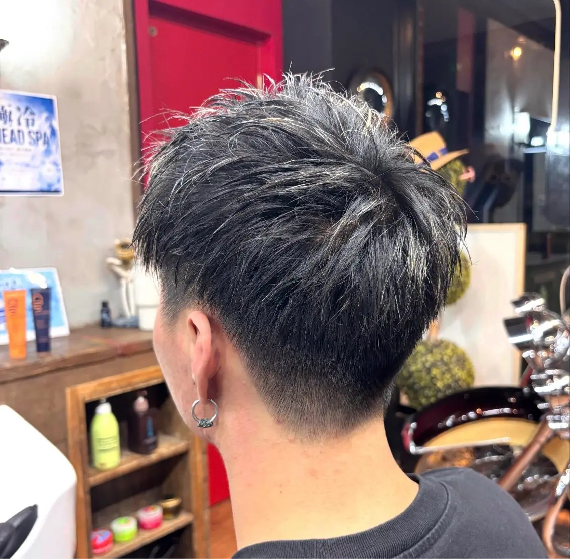 ショート メンズ アップバング ショートヘア フクヤマサクラ /メンズカットのヘアスタイル