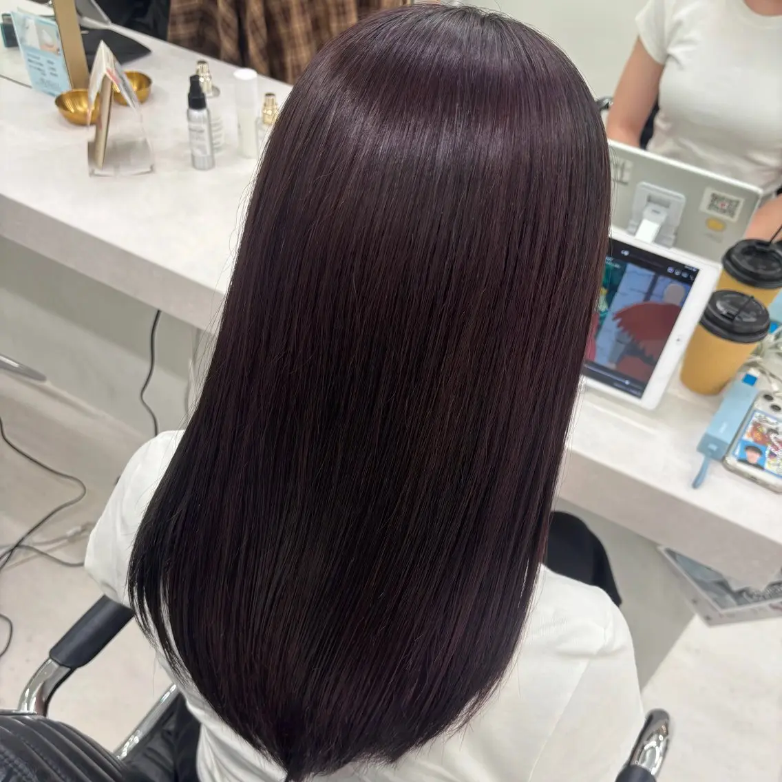 ロング カット ヘアカラー 縮毛矯正 トリートメント mei / レイヤー 顔まわり 🤍のヘアスタイル