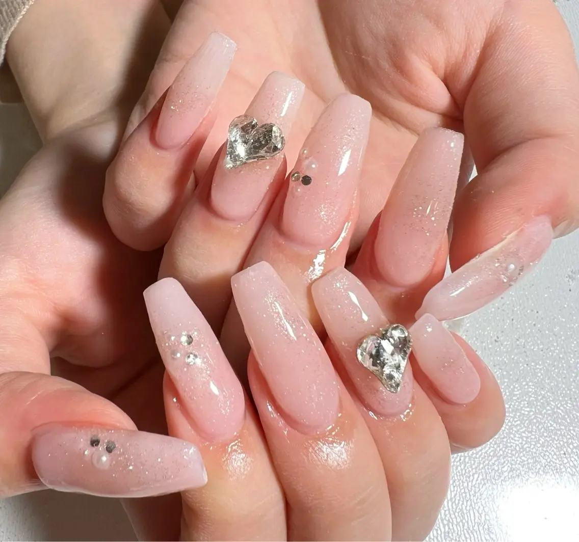 ネイル ハート ピンク ハンドネイル private salon mieのネイルデザイン