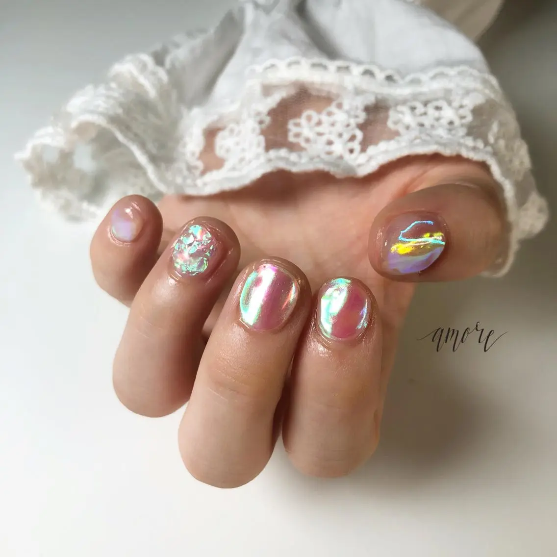 ネイル ジェルネイル 氷ネイル・うるうるネイル ニュアンスネイル 春ネイル ハンドネイル ハンドケア You kyehwaのネイルデザイン