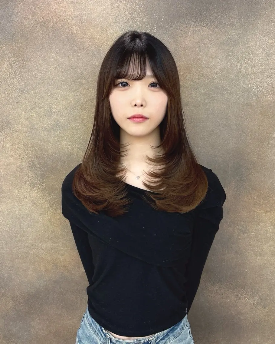 【人気No.1💞】韓国風レイヤーカットの写真